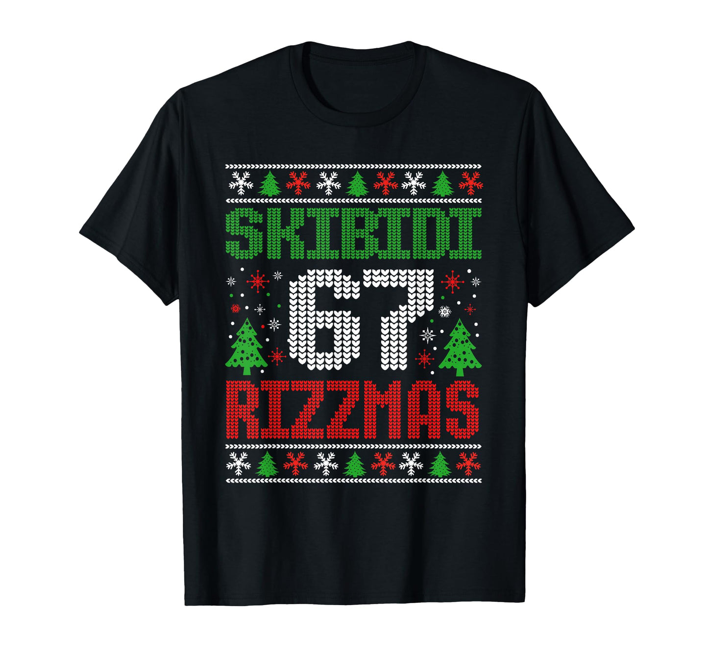 Skibidi Six Seven Rizzmas Funny Meme 67 Ugly Christmas T-Shirt