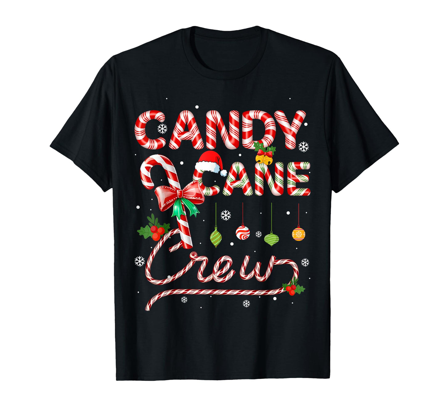 Candy Cane Crew Xmas Adult Men Women Kids Christmas Pajamas T-Shirt