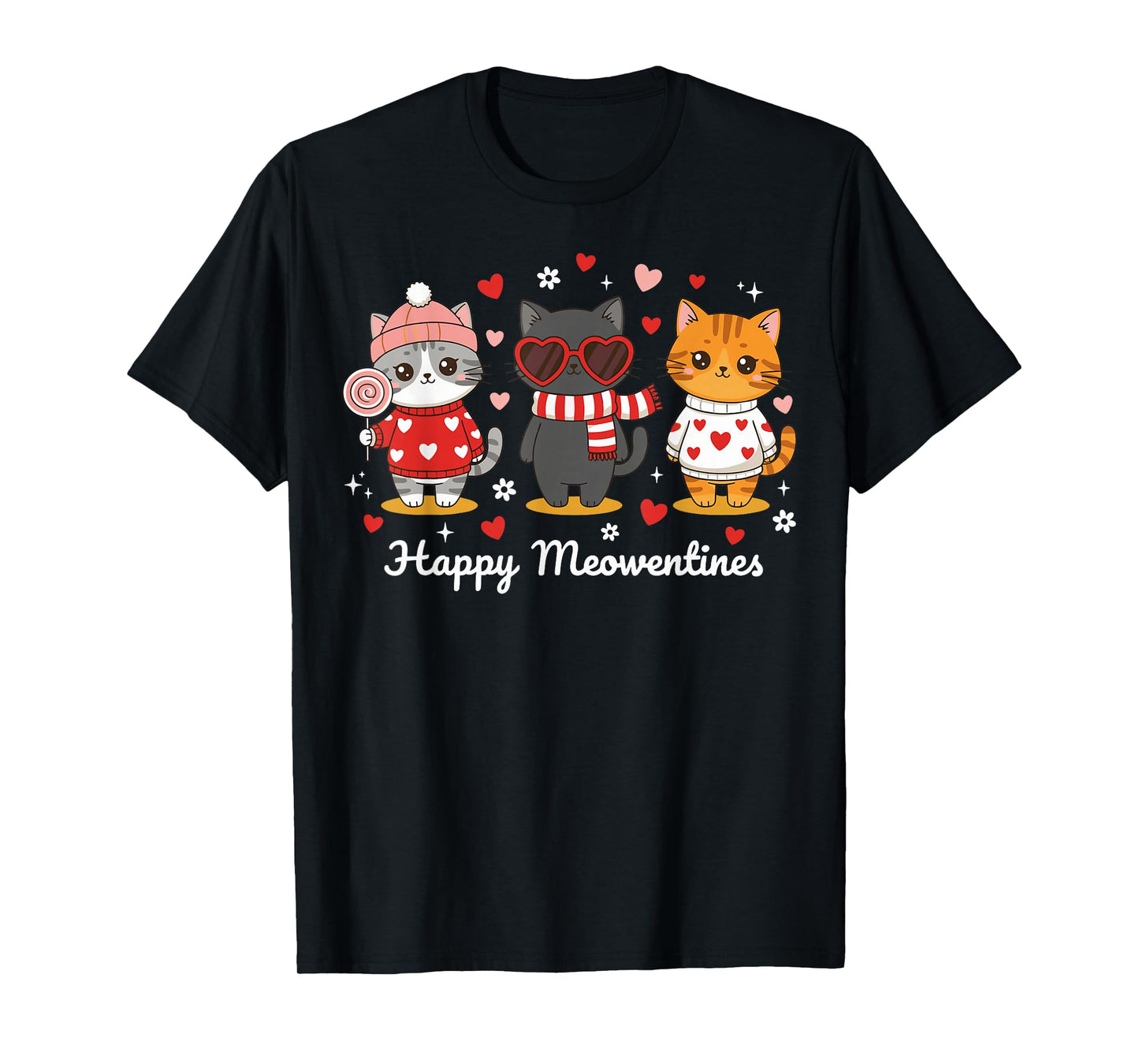 Happy Meowentines Cute Valentine Cat Lovers Girls Women Kid T-Shirt