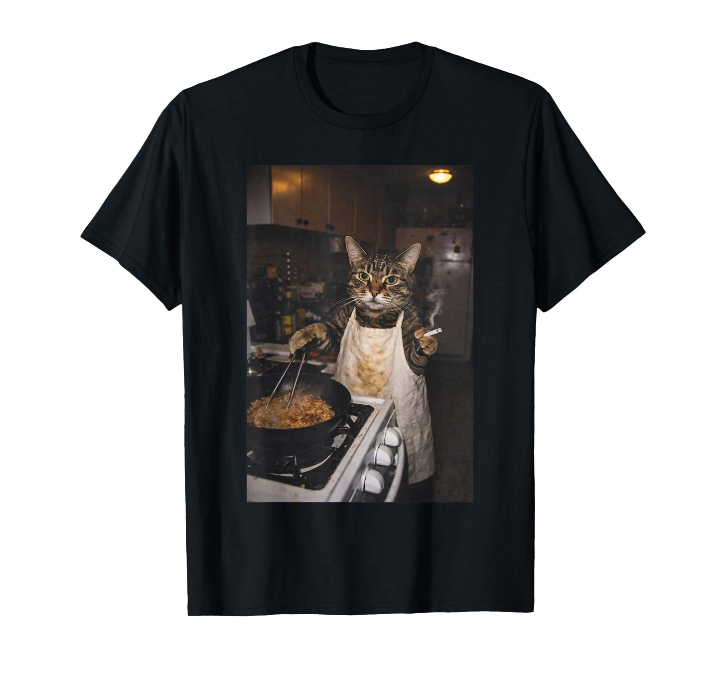 Funny Cat Lady Meme Cooking Cat Vintage Cat Smoking T-Shirt