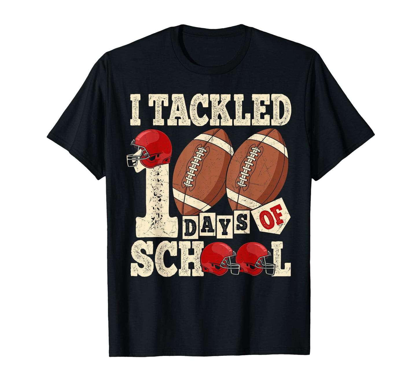 100 Days of School Boys Kids 100th Day of School Football T-Shirt