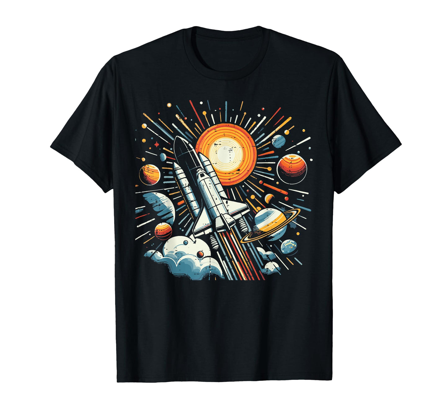 Space Shuttle Sun Planets Rocket Galaxy Boys Kids Men Women T-Shirt