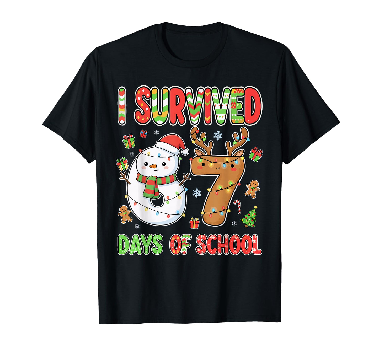 I Survived 67 Days of School Christmas Meme Funny Six Seven T-Shirt