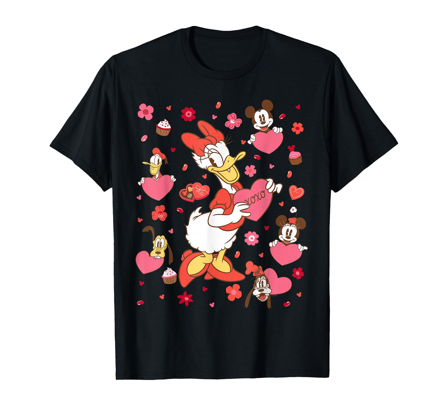 Disney Daisy Duck & Friends Valentine's Day Retro Hearts T-Shirt