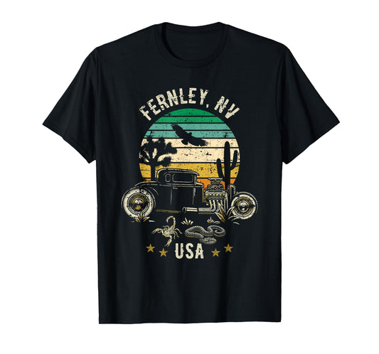 Fernley Nevada USA Hotrod Retro Desert Sunset Style Design T-Shirt