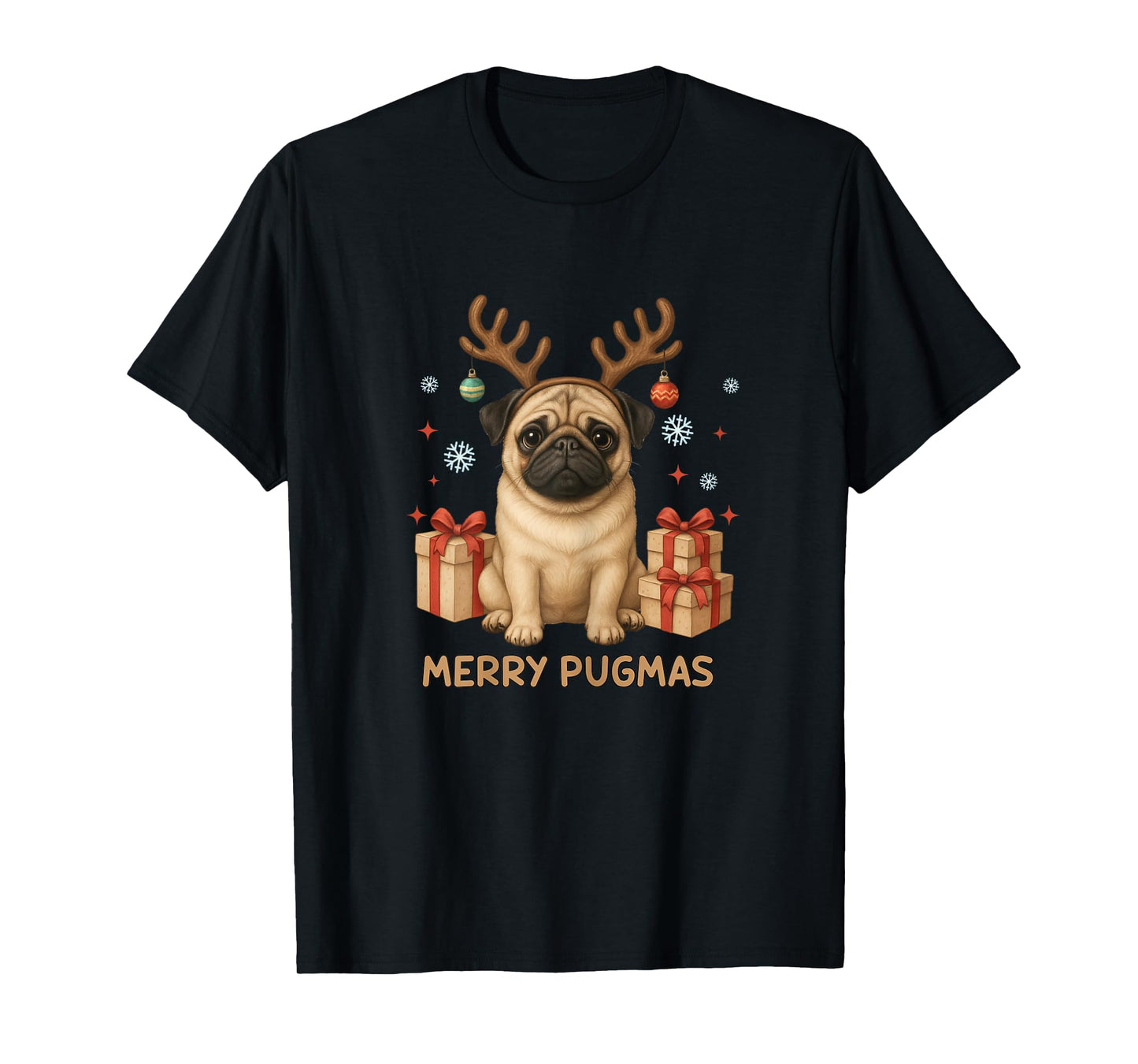 Merry Pugmas Shirt for Woman Pug Lovers Fanny Christmas Pug T-Shirt