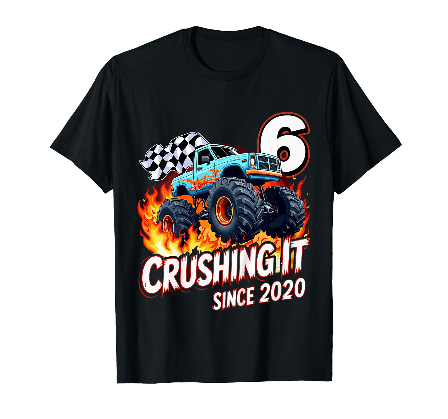 Kids 6th Birthday Monster Truck 6 Year Old Boys Born 2020 T-Shirt