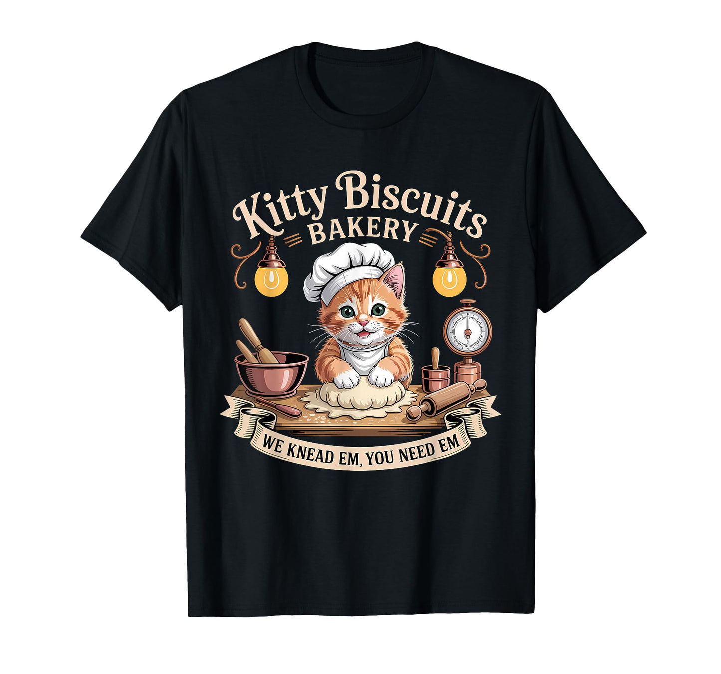 Kitty Biscuits We Knead Em You Need Em Funny Baking Cat T-Shirt