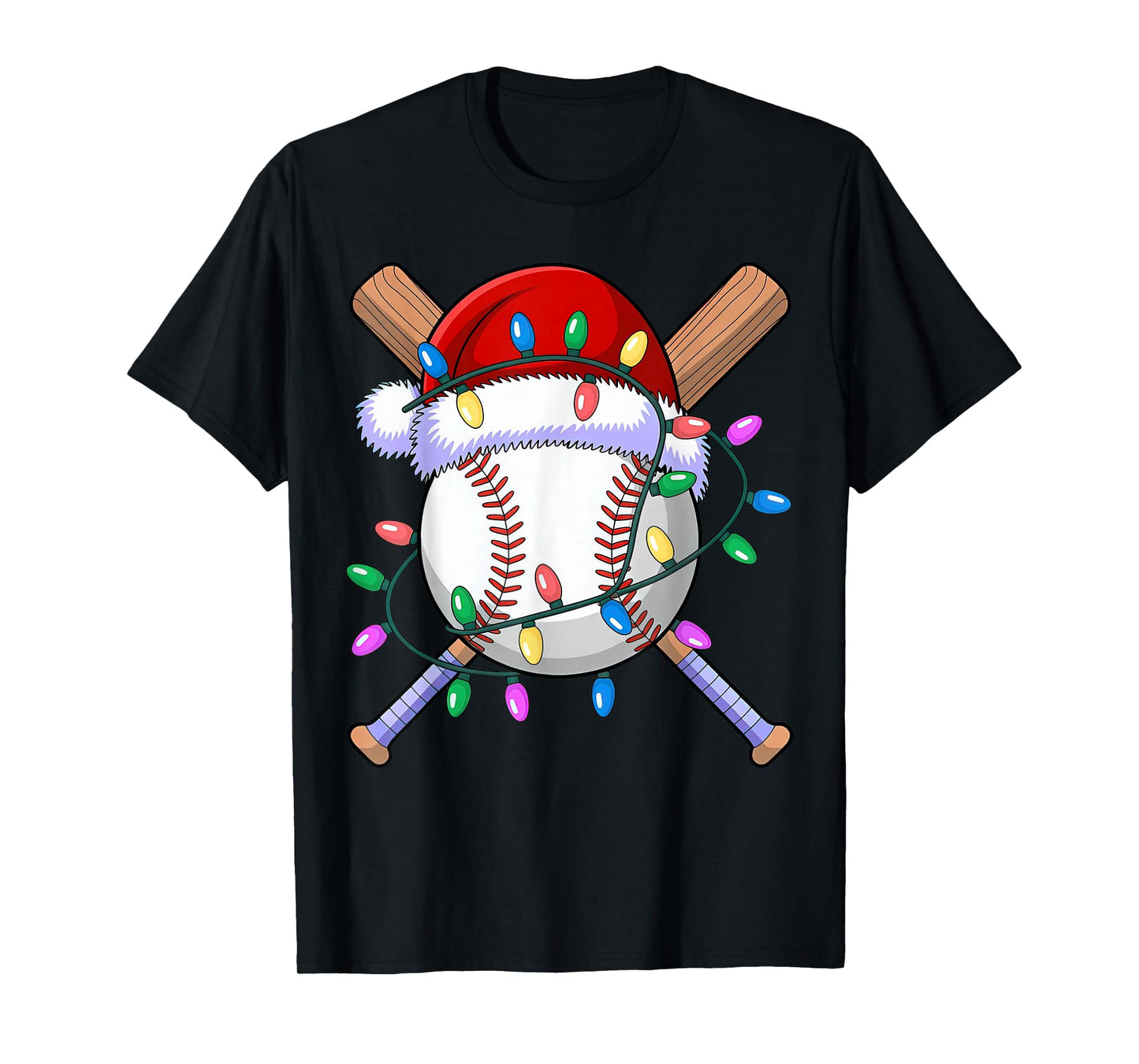 Santa Sports Design Christmas Baseball Player T-Shirt