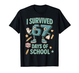 Kids 6-7 Meme I Survived 67 Days of School T-Shirt