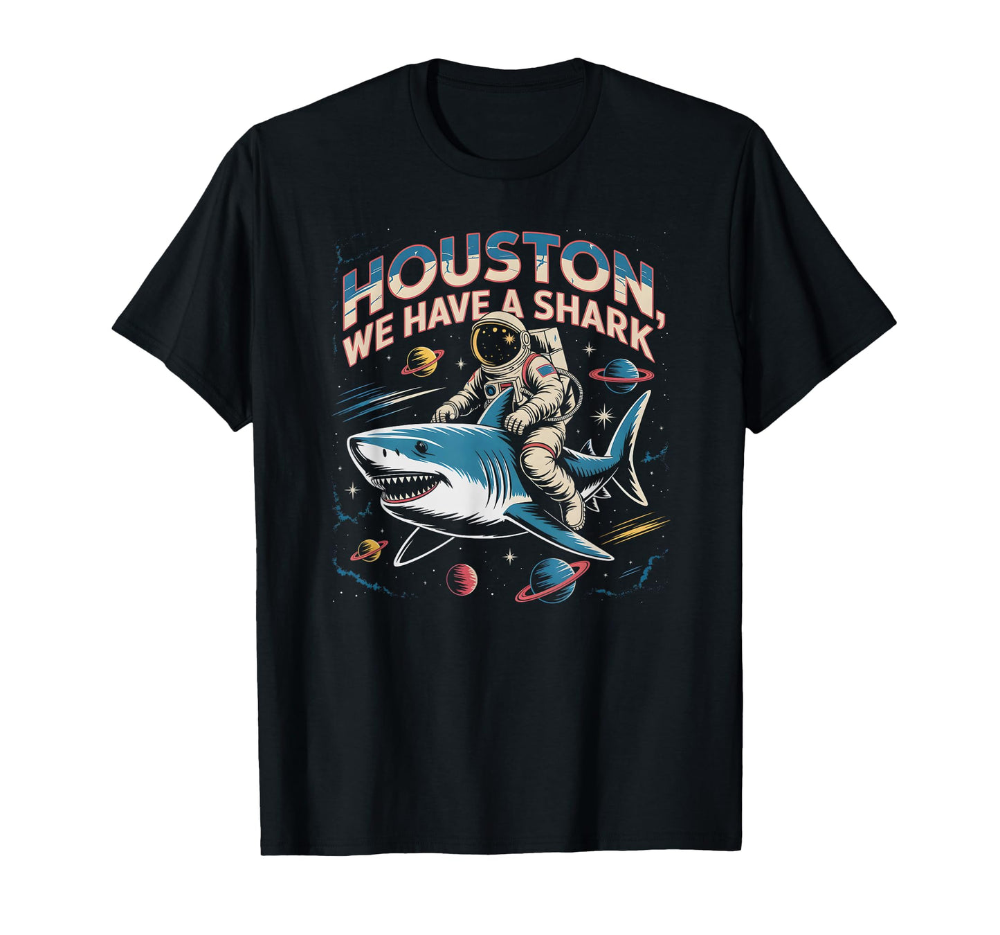 Cute Space Shark Astronaut Houston Launch Problem Ocean Club T-Shirt