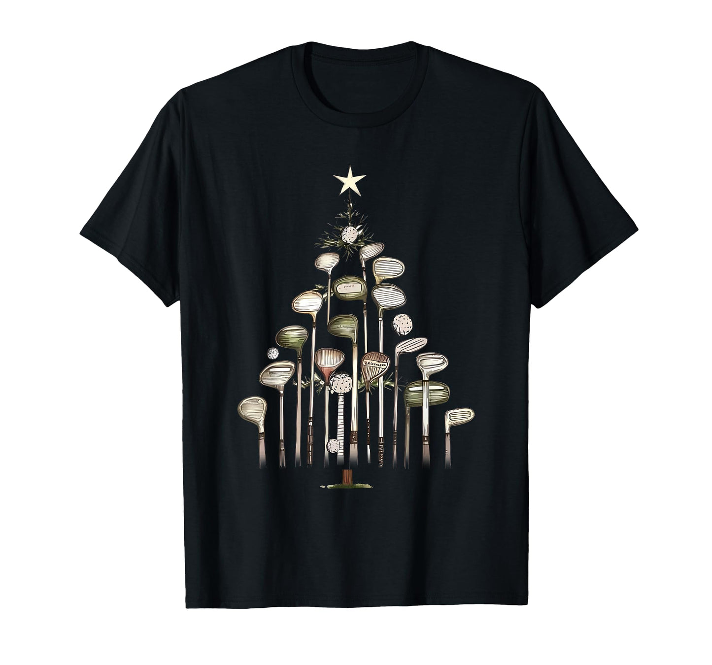 Retro Golf Club Christmas Tree Golfing Xmas Golfer T-Shirt