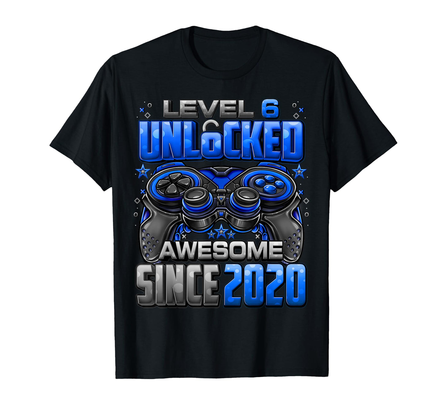 Level 6 Unlocked Awesome Since 2020 6th Birthday Gaming T-Shirt