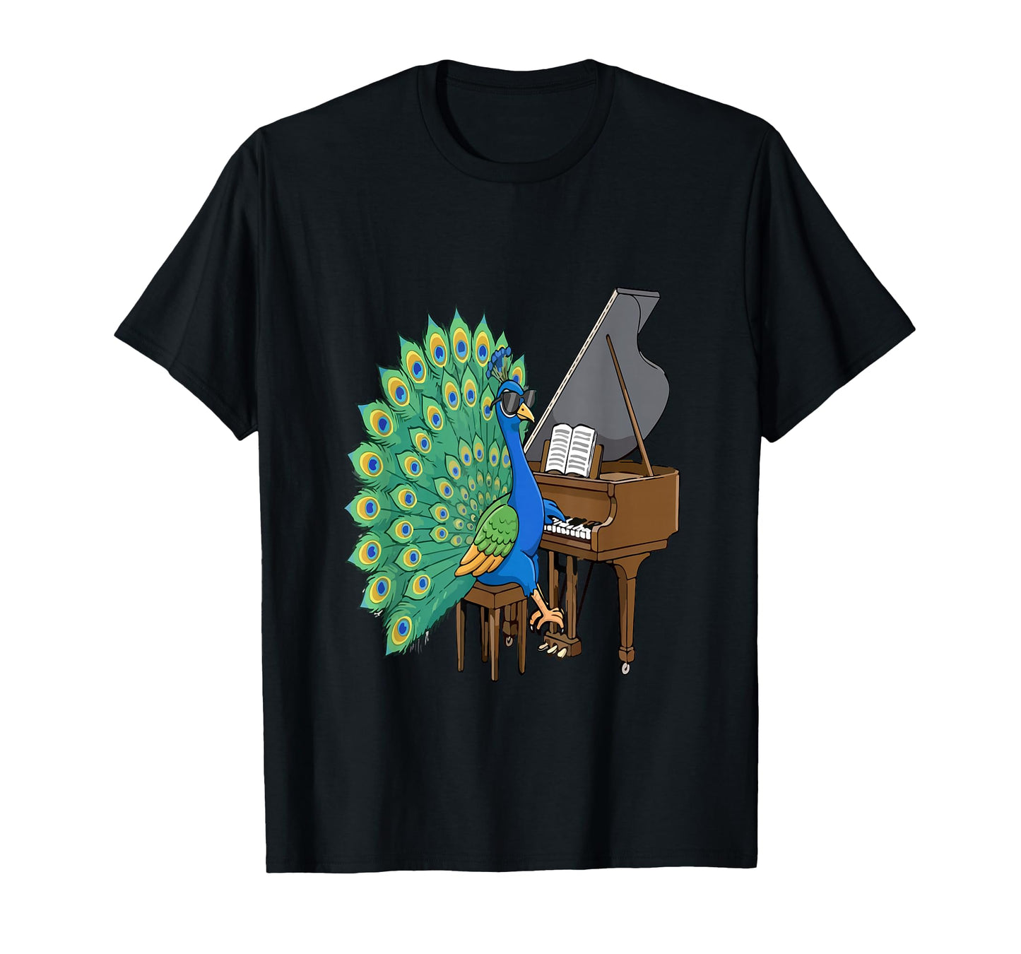 Peacock Playing Piano Instrumentalist Funny Bird Lover T-Shirt