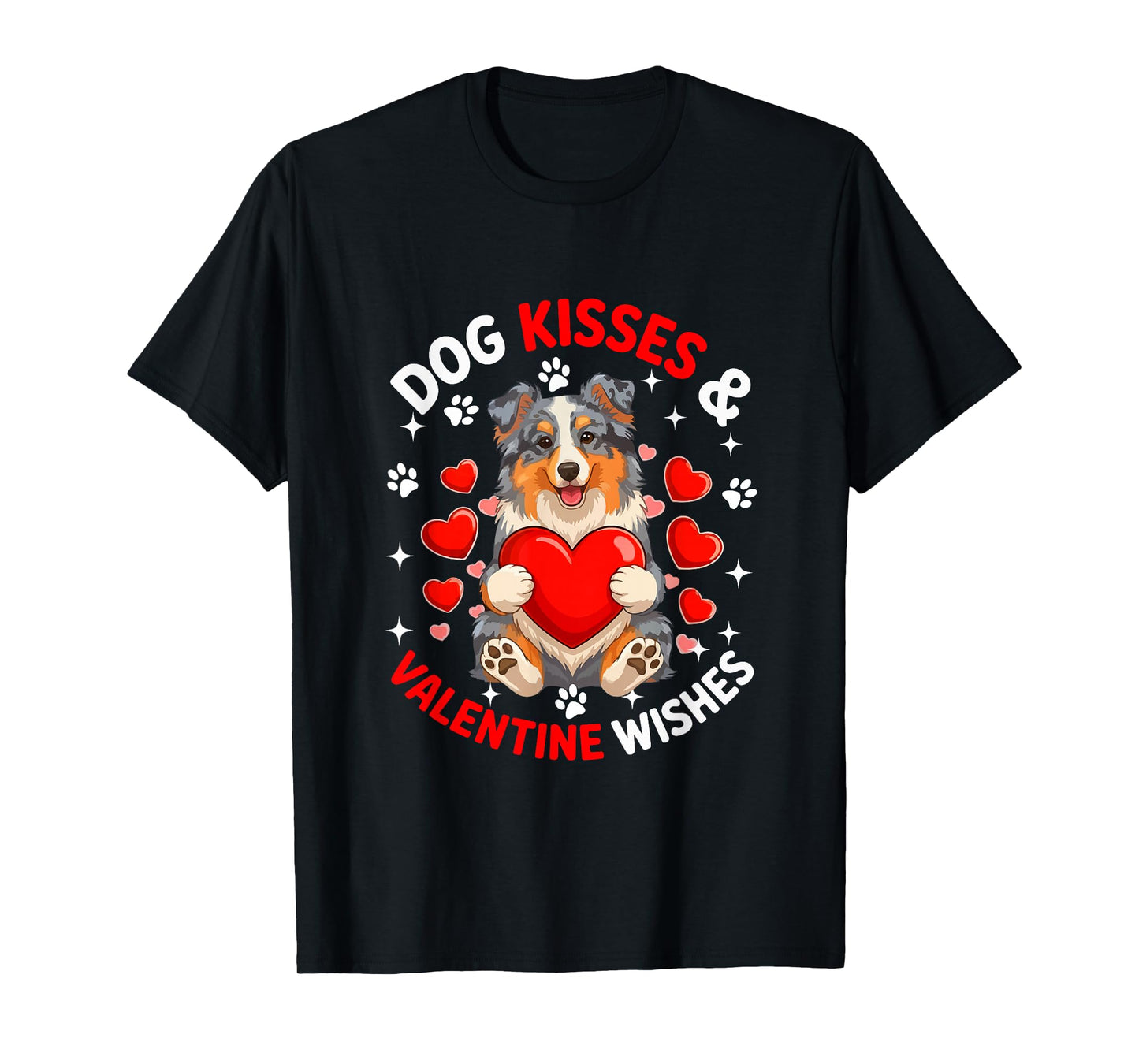 Dog Kisses and Valentine Wishes Cute Aussie Owner Kids T-Shirt