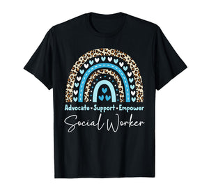 Social Worker Women Men Kids Rainbow Social Work Month T-Shirt