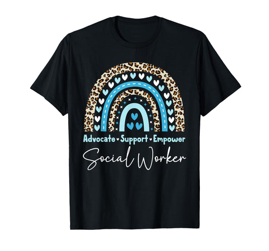 Social Worker Women Men Kids Rainbow Social Work Month T-Shirt