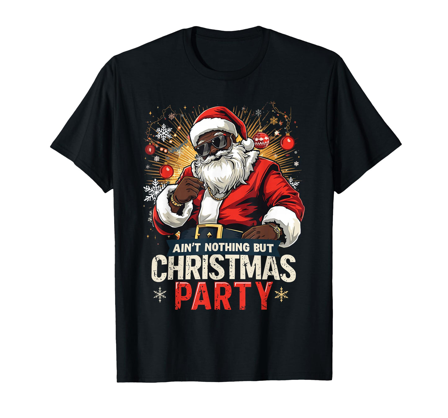 African American Santa Claus Christmas Xmas Pajama Party T-Shirt