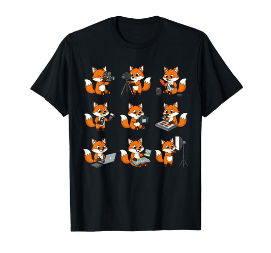 Cute Fox Photographer Camera Photography Cameraman T-Shirt
