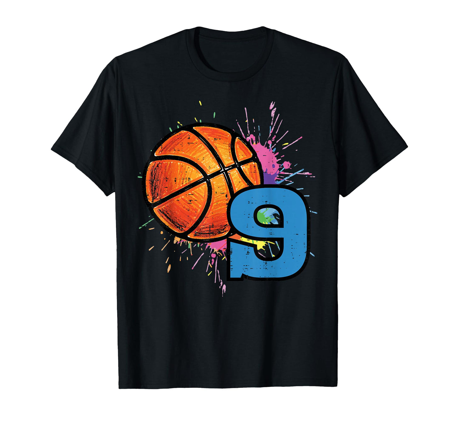 9th Birthday Basketball 9 Year Old Bday Sports Boys Kids T-Shirt