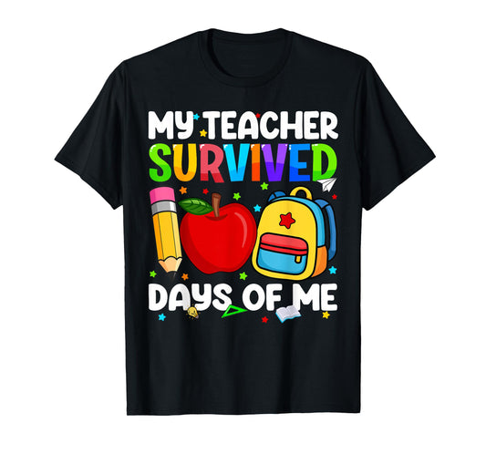 My Teacher Survived 100 Day of Me 100th Day Kid Boy Girl T-Shirt