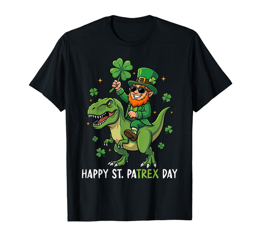 Happy St Patricks Pa Trex Day Leprechaun Dino Boys Toddler T-Shirt