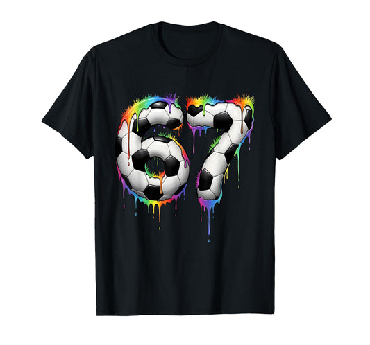 Soccer 67 Six Seven Funny Gen Alpha Meme Rainbow Drip T-Shirt