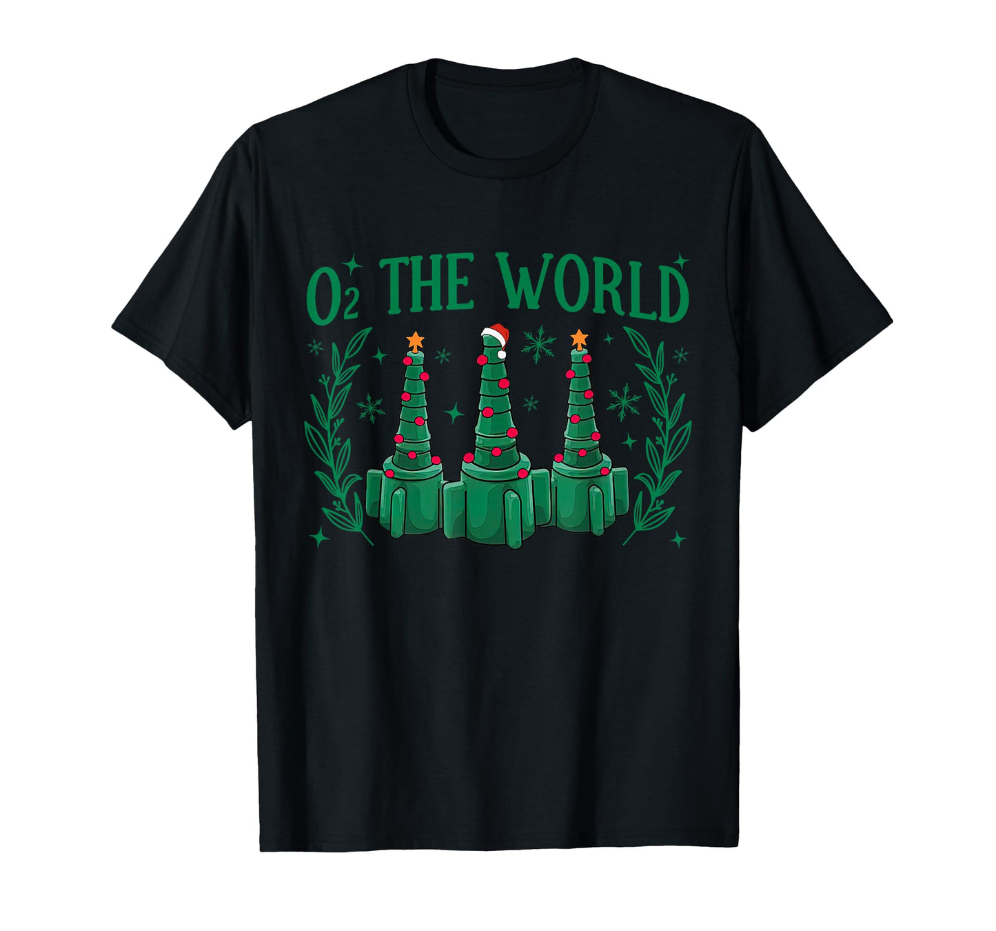 O2 The Work Christmas Tree Lights RT Respiratory Therapist T-Shirt