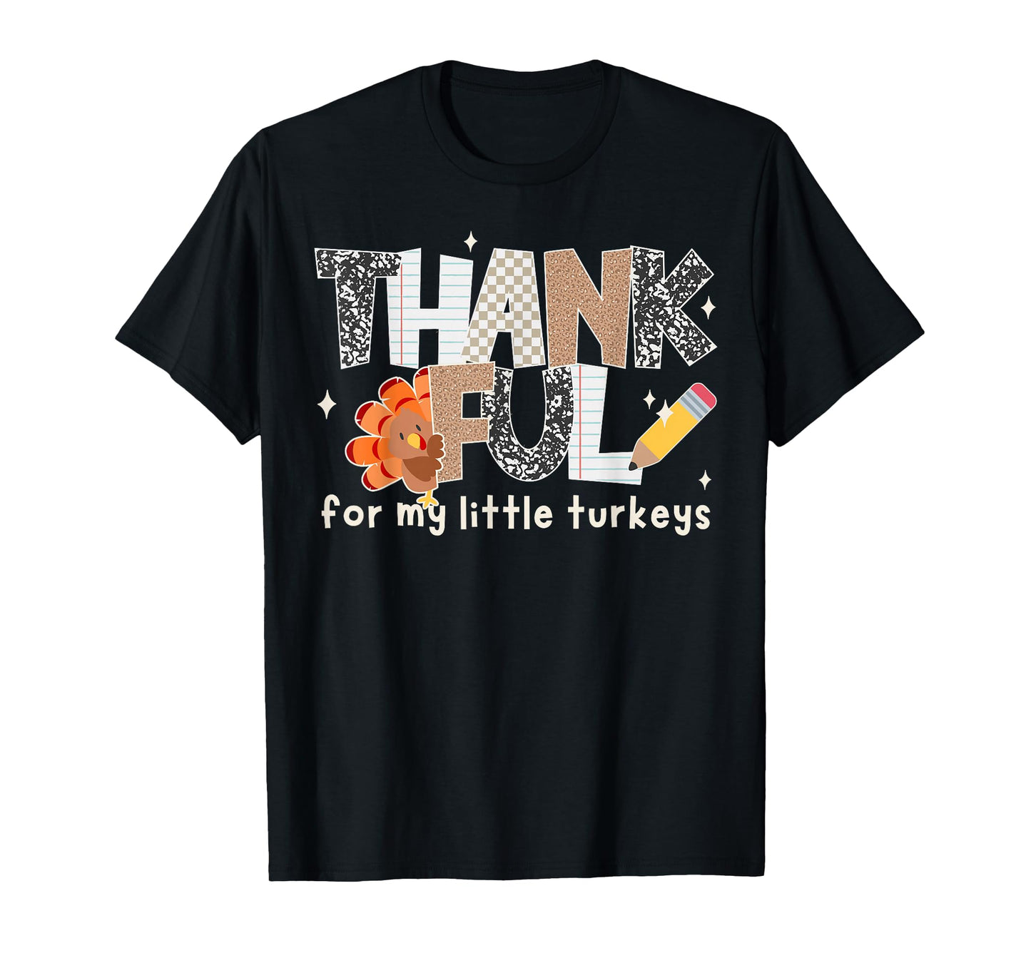 Groovy Thankful for My Little Turkeys Thanksgiving Teachers T-Shirt