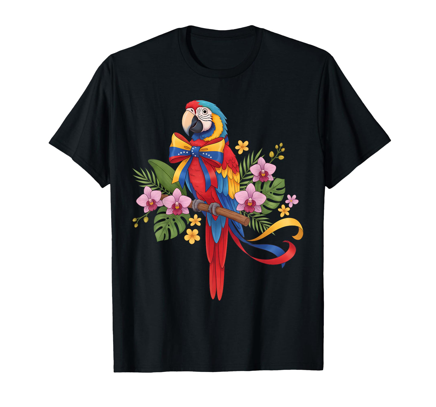 Venezuela Parrot Watercolor Flag Colors Tropical Floral T-Shirt