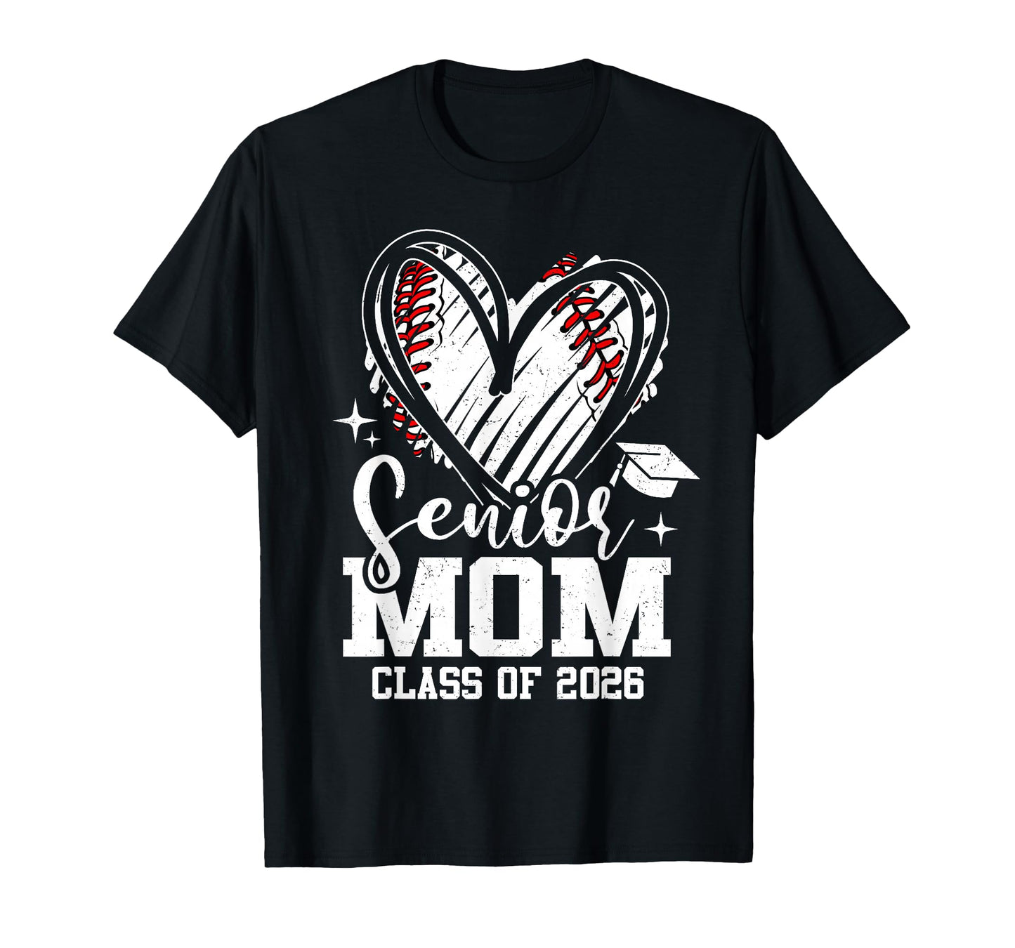 Senior Mom Class of 2026 Baseball Graduation Heart T-Shirt