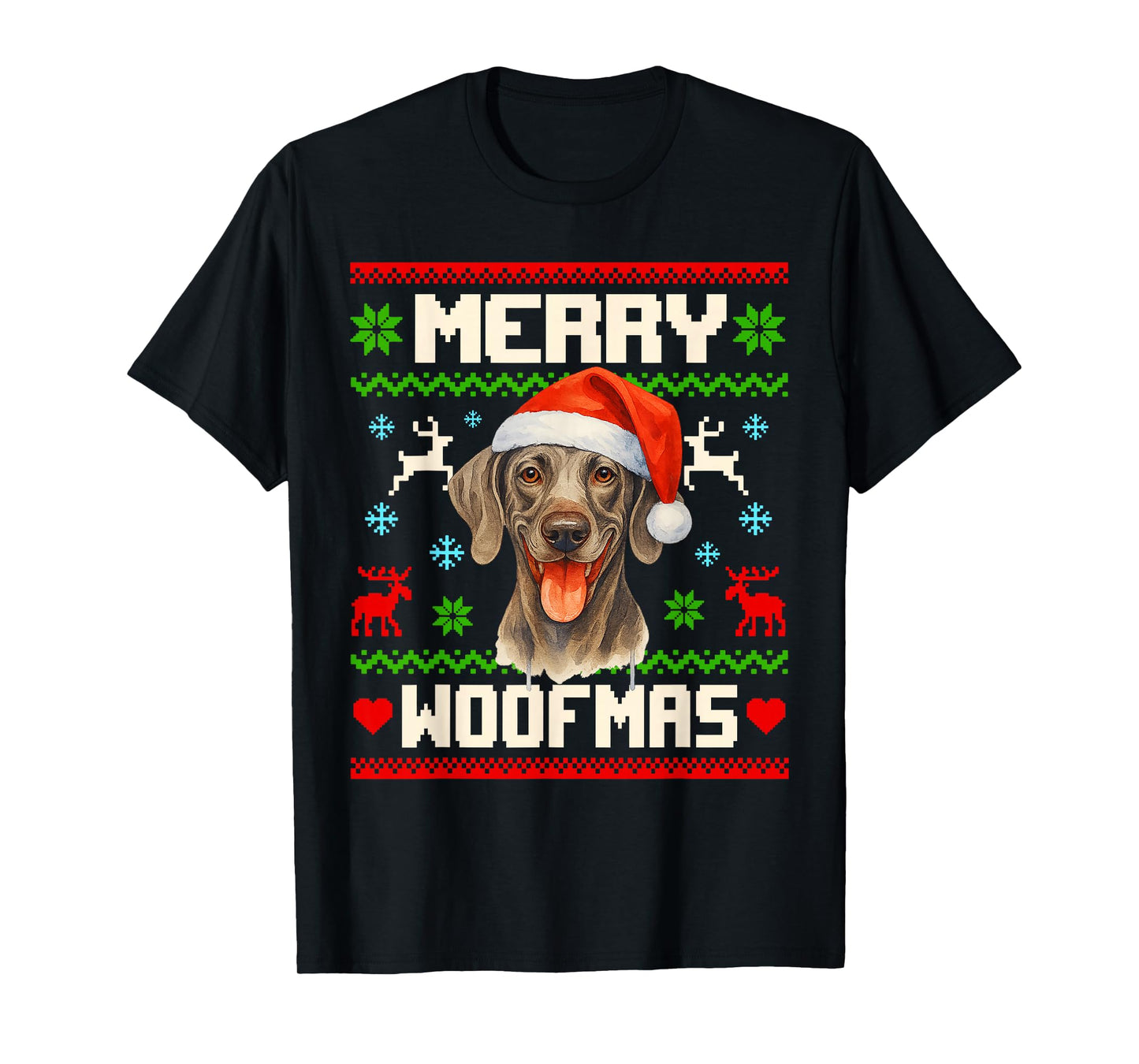 Weimaraner Dog Christmas Ugly Sweater Pet Dog Lover Xmas T-Shirt