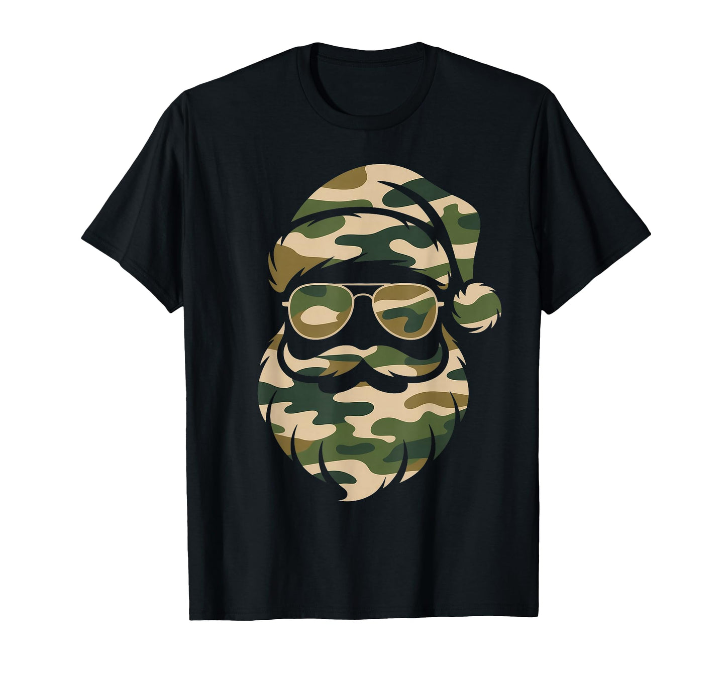 Vintage Santa Face Camouflage Christmas Xmas Camo Men Boys T-Shirt