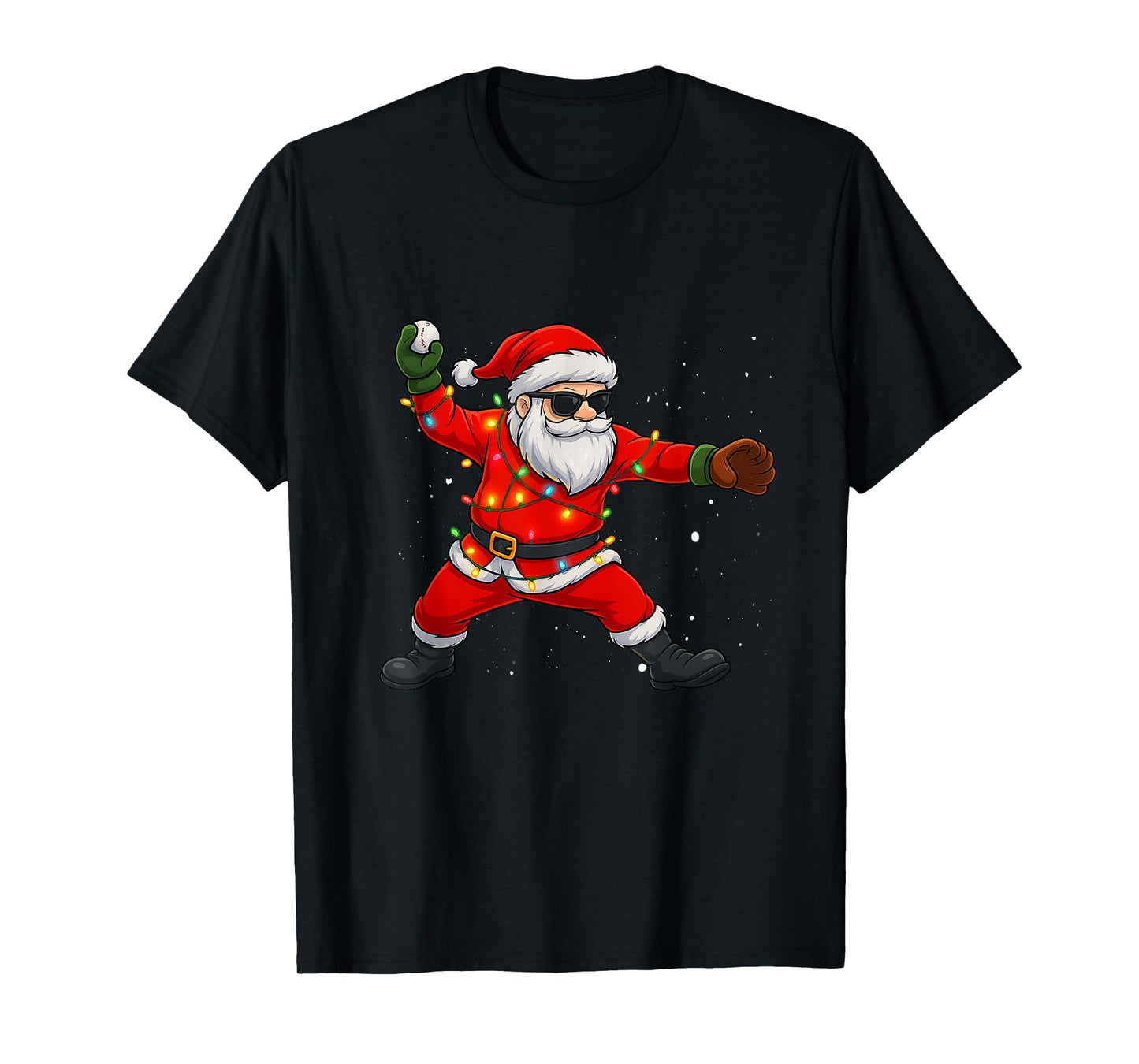 Christmas Santa Claus Baseball Pitcher Boys Kids Teens Xmas T-Shirt