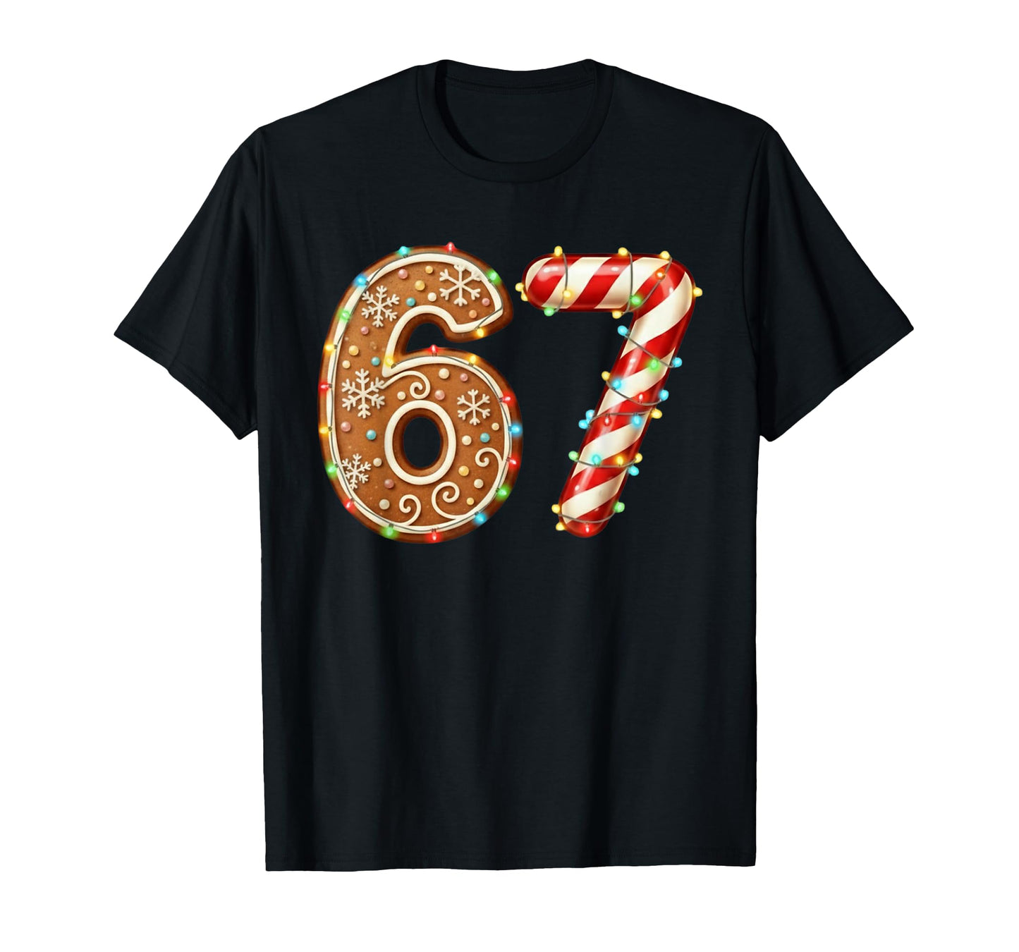 Six Seven Meme Gingerbread Candy Cane Christmas Kids T-Shirt