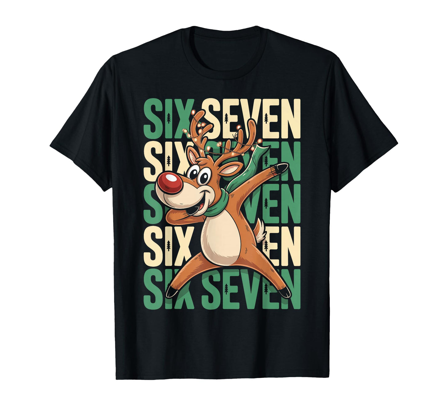 Funny Christmas Reindeer Dabbing Xmas Dab Six Seven 67 Bruh T-Shirt