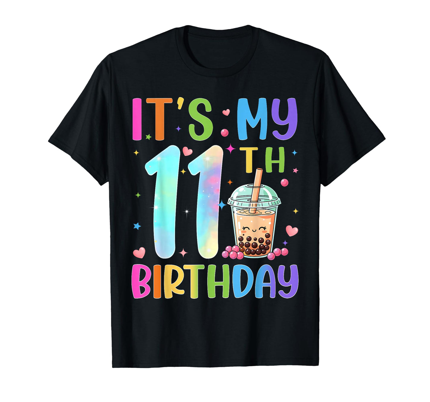 It's My 11th Birthday Bubble Boba Tea Party 11 Year Old Bday T-Shirt