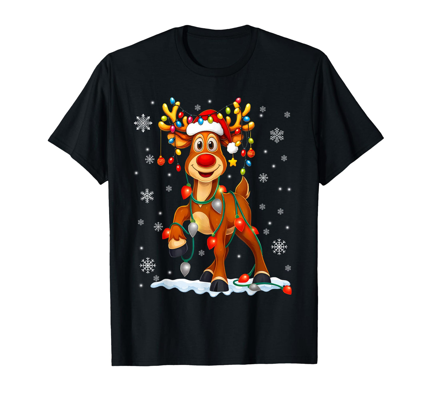 Funny Rudolph Reindeer Pjs Pajamas Christmas Men Women Kids T-Shirt
