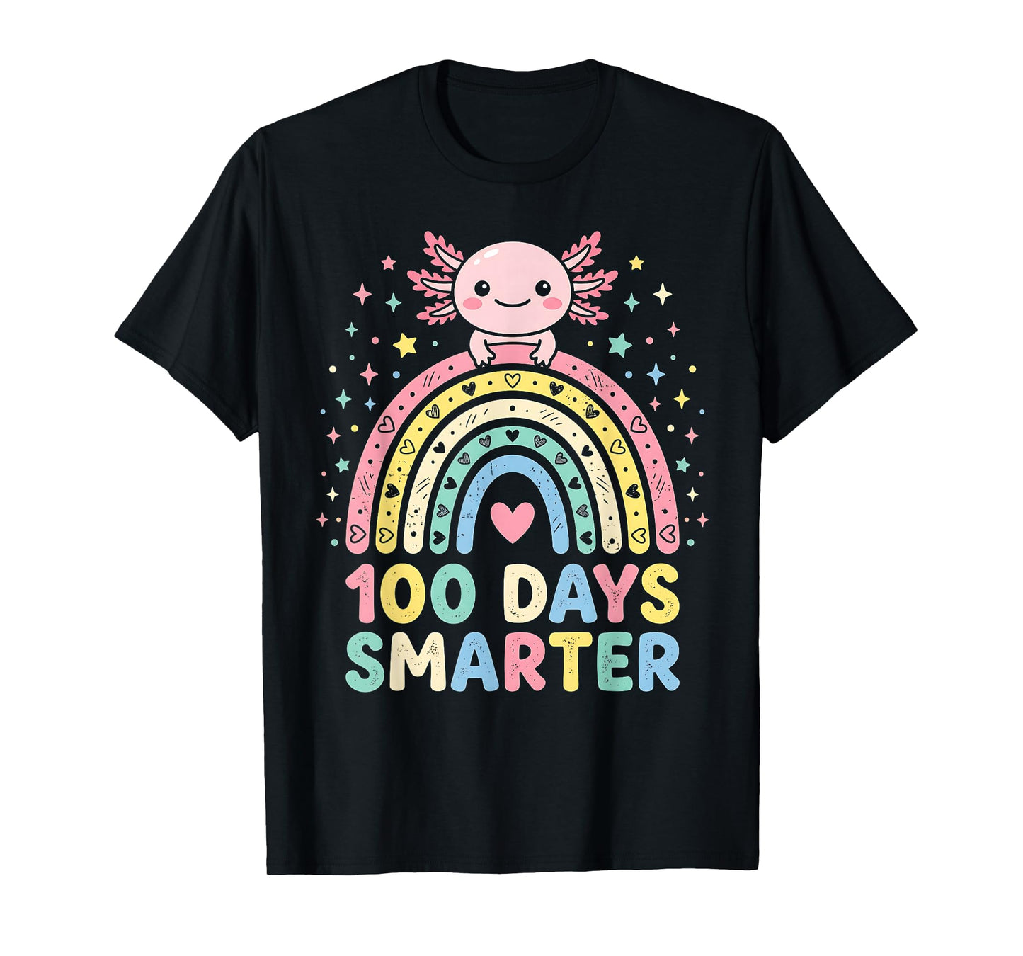 100 Days Smarter Kids Girls Axolotl 100th Day of School T-Shirt
