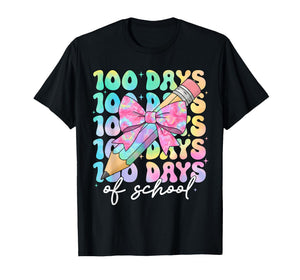 Girls 100th Day of School Teacher 100 Days of School Bows T-Shirt