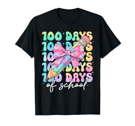 Girls 100th Day of School Teacher 100 Days of School Bows T-Shirt