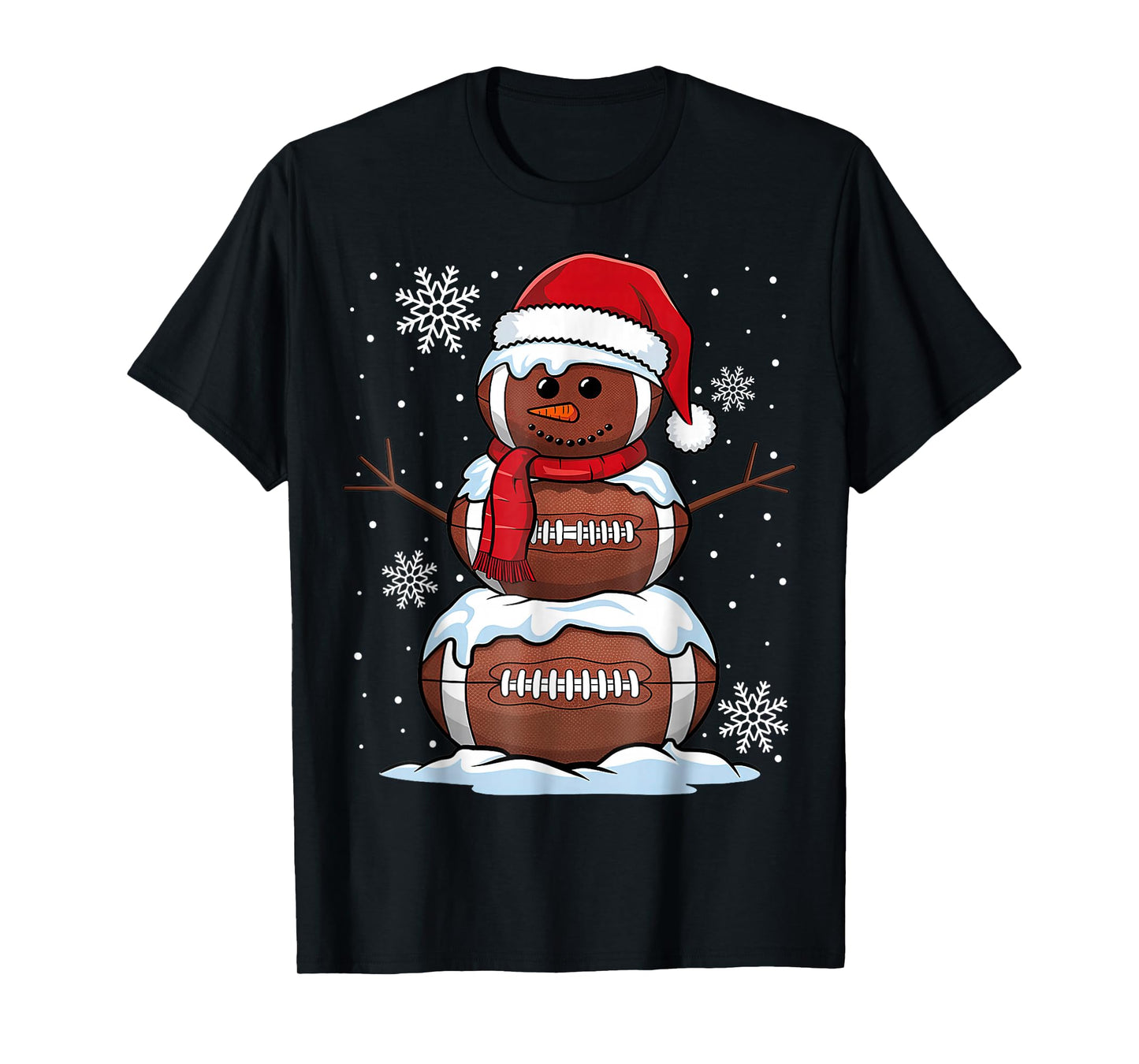 Merry Christmas Football Snowman Holiday Sports Xmas Pajamas T-Shirt