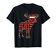 Moose Christmas Red Plaid Buffalo Pajama Matching T-Shirt