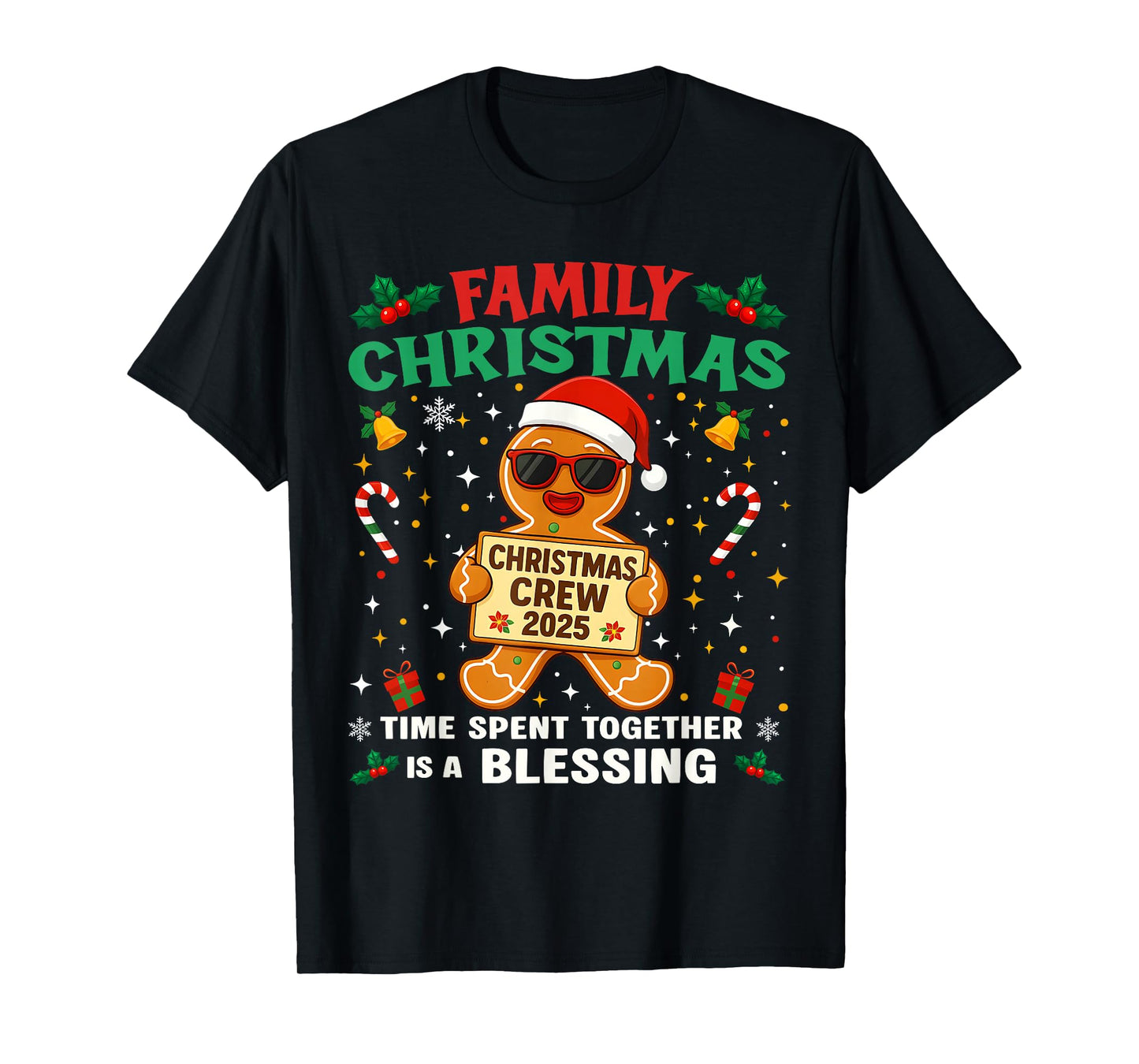 Funny Family Christmas Crew 2025 Santa Xmas Gingerbread Man T-Shirt