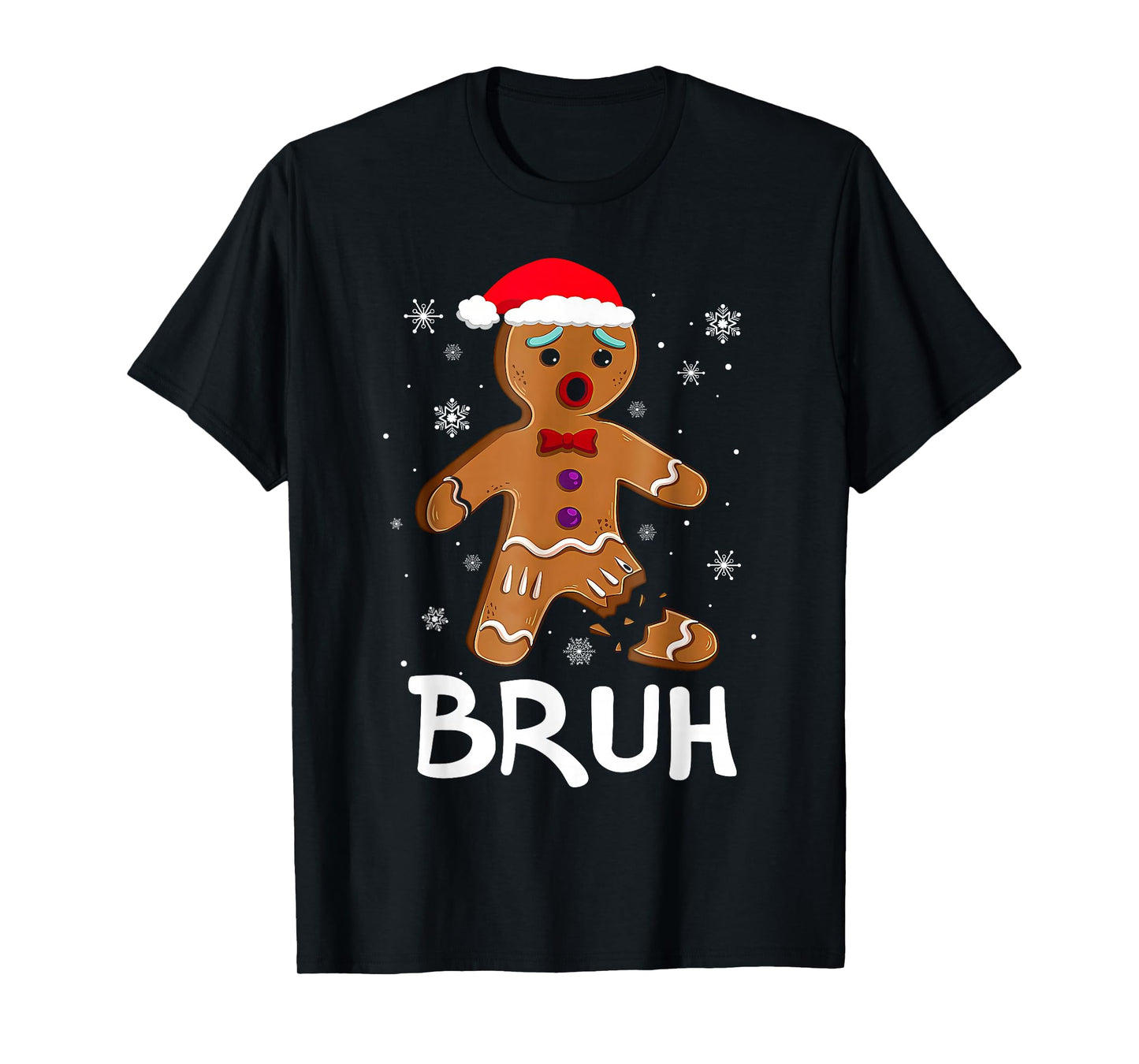 Bruh Funny Christmas Gingerbread Man Teens Boys Kids T-Shirt