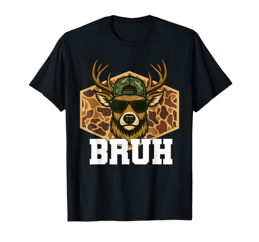 Bruh Deer Funny Deer Hunting Camo Hat Youth Teens Kids Slang T-Shirt
