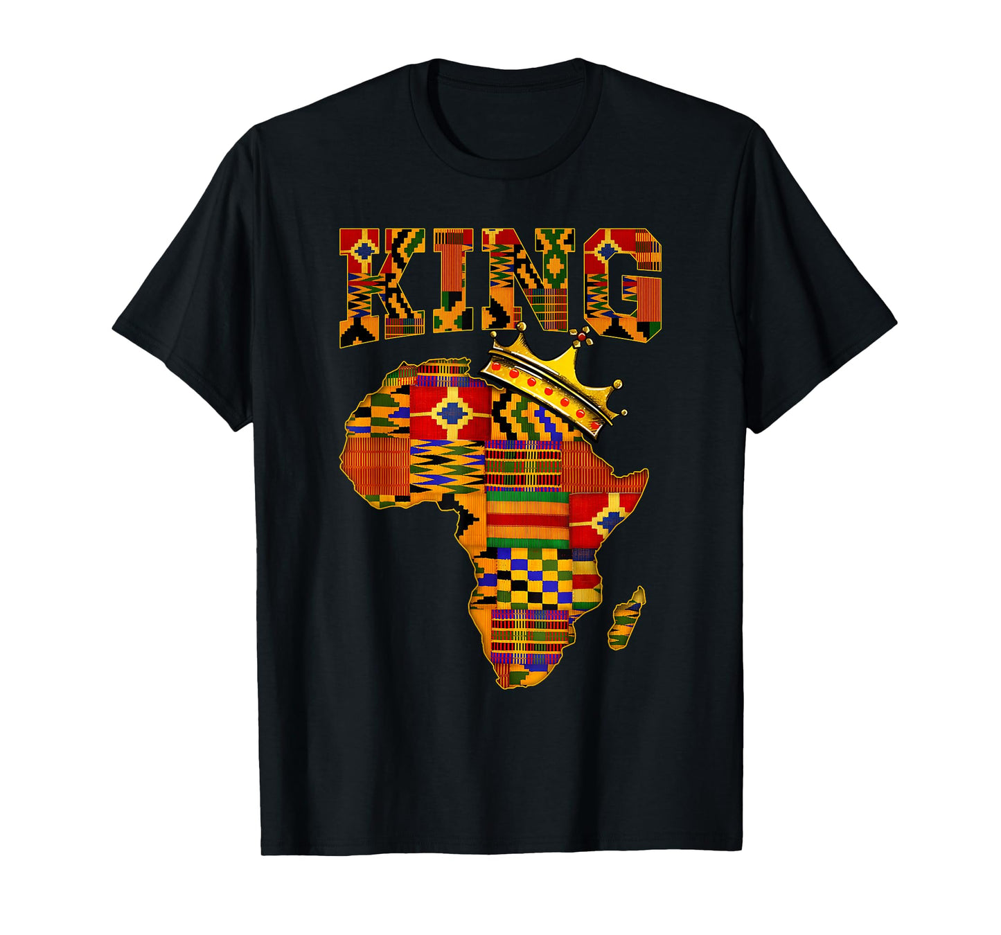 Black History Pride King African Map Kente Melanin Kids Men T-Shirt