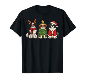 Retro Christmas Japanese Chin Santa Reindeer Dog Lover T-Shirt