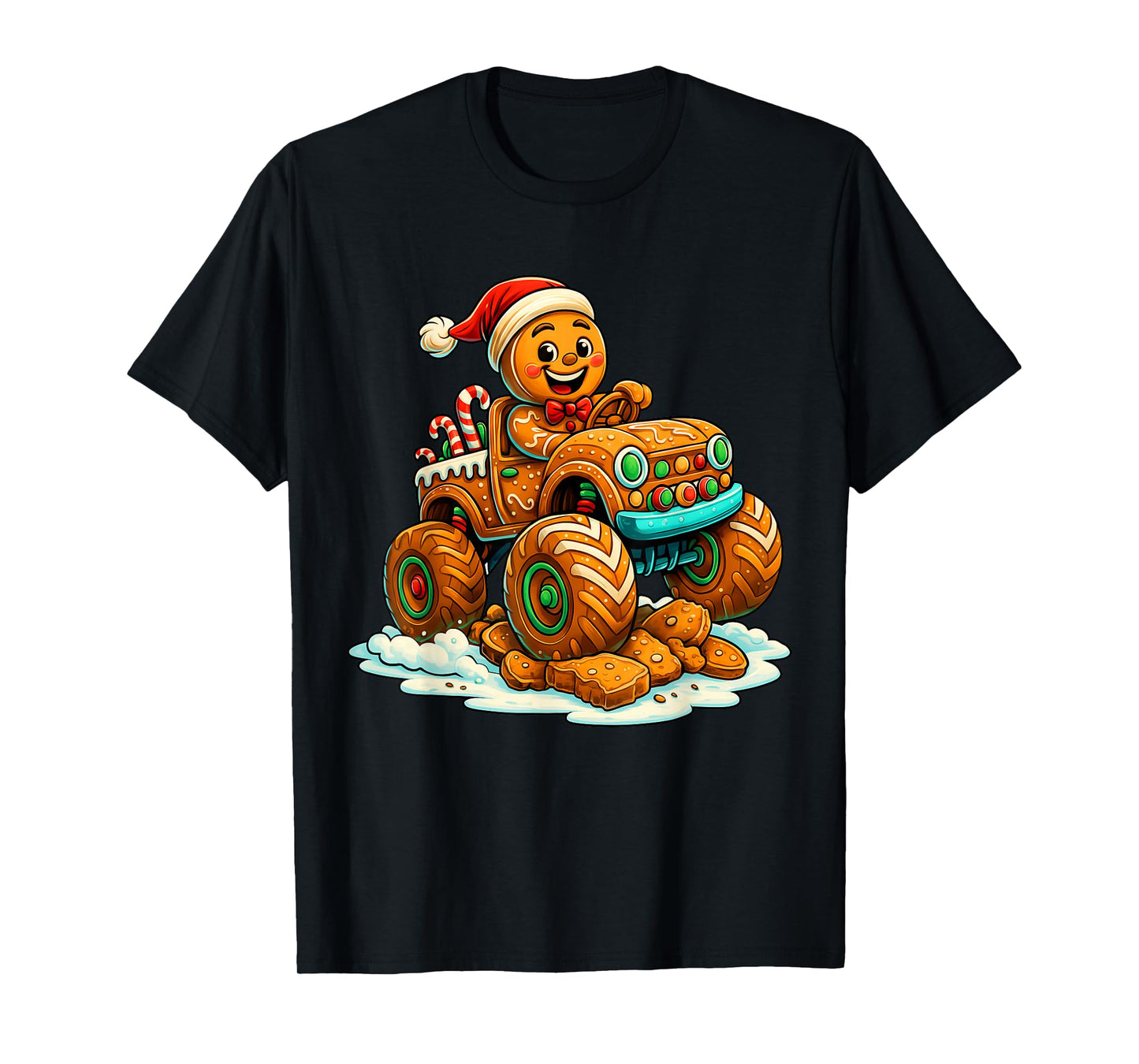 Gingerbread Truck Christmas Candy Cane Cookie Holiday Boys T-Shirt