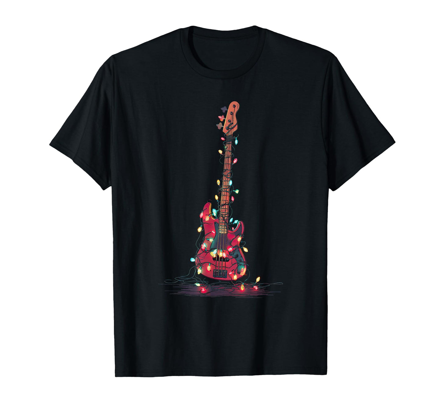 Bass Guitar Christmas Graphics Lights Lover Player Bassist T-Shirt